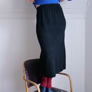 80's Franco Guerri black hand loomed‎ knit midi dress
